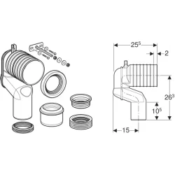 Geberit aflbsbjning til gulvstende toilet med p-ls