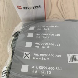 Arbejdshandsker wurth str. 9 - Pakket med 12stk.