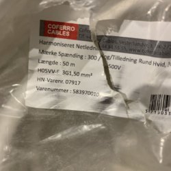 Ledning 41meter - ude/inde - Kan indmures 3G1,5